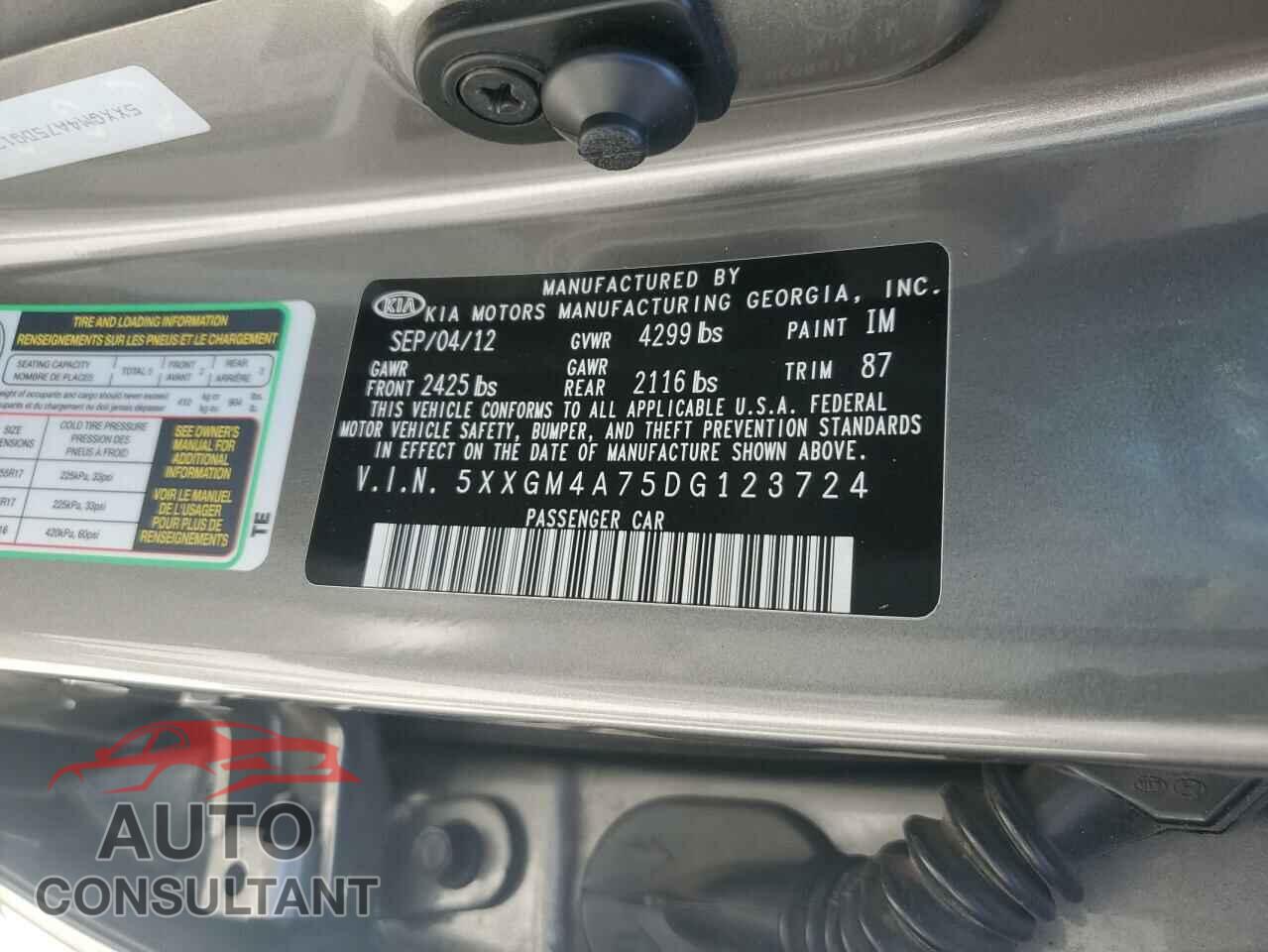 KIA OPTIMA 2013 - 5XXGM4A75DG123724