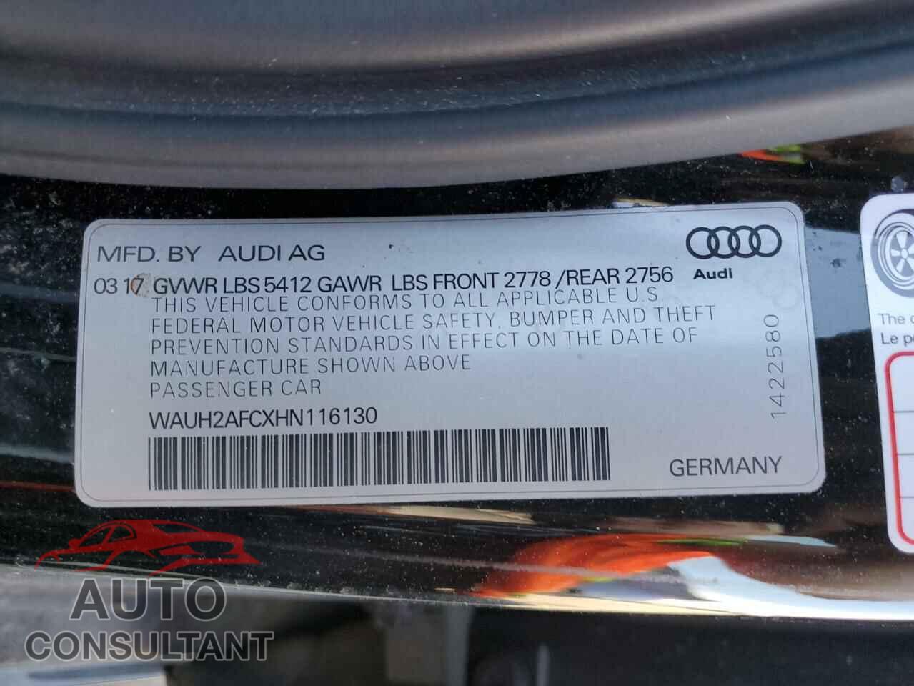 AUDI A6 2017 - WAUH2AFCXHN116130