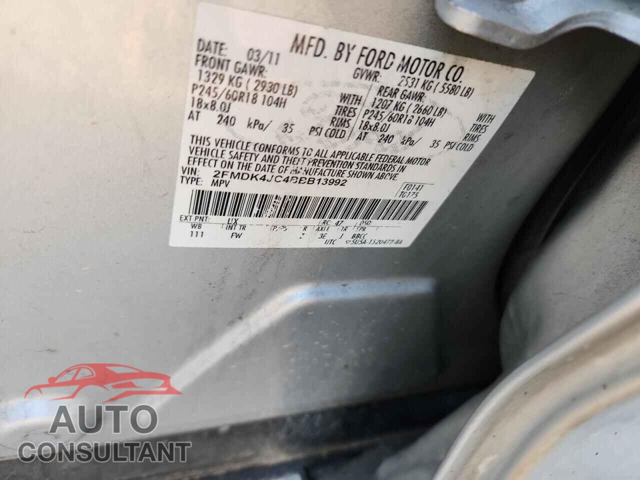 FORD EDGE 2011 - 2FMDK4JC4BBB13992