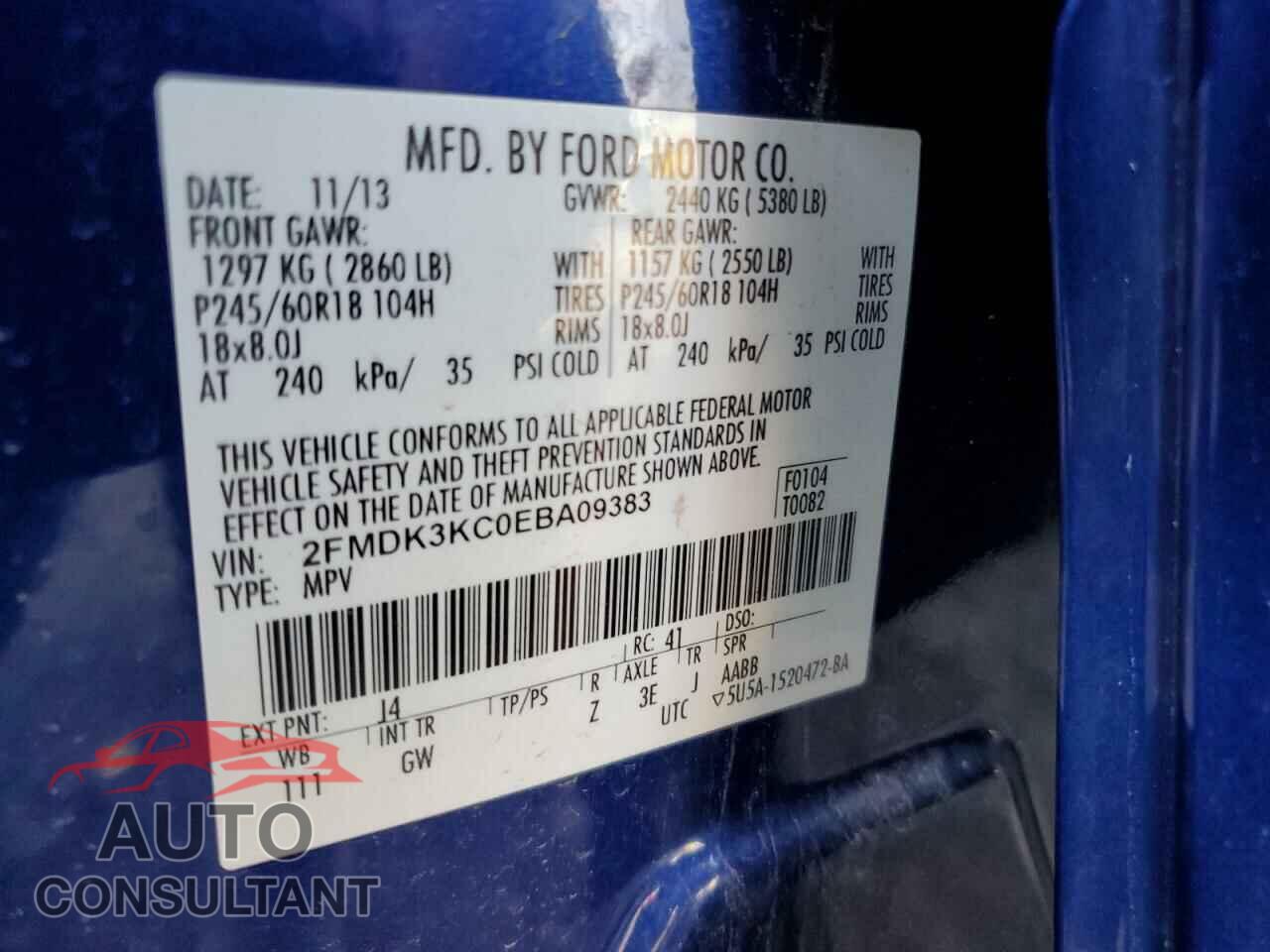 FORD EDGE 2014 - 2FMDK3KC0EBA09383