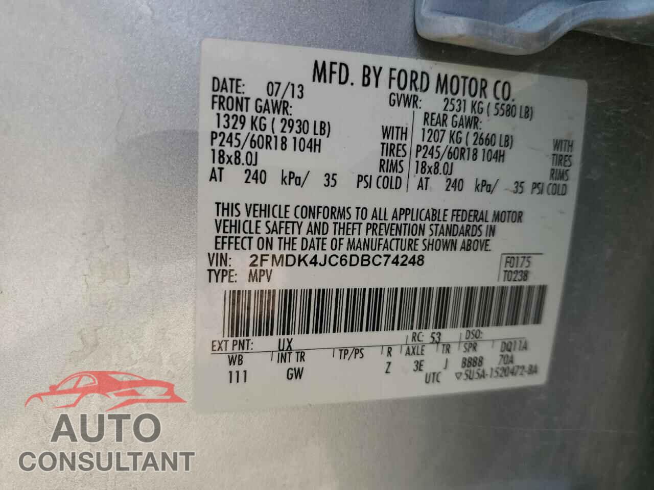 FORD EDGE 2013 - 2FMDK4JC6DBC74248