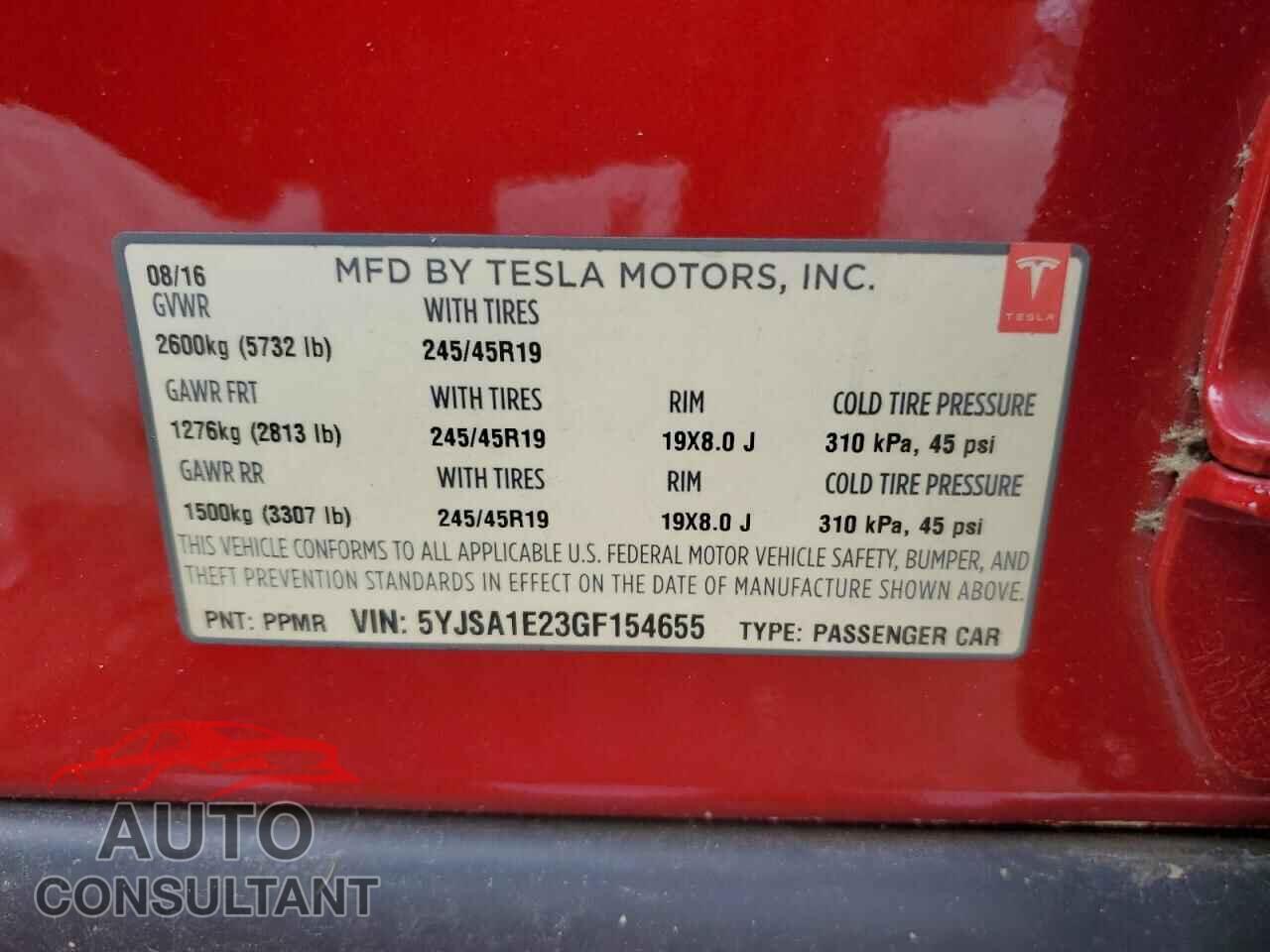 TESLA MODEL S 2016 - 5YJSA1E23GF154655