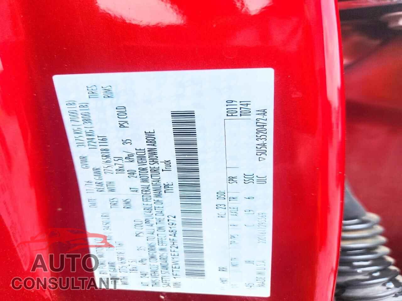 FORD F150 2017 - 1FTEW1EF2HFA81972