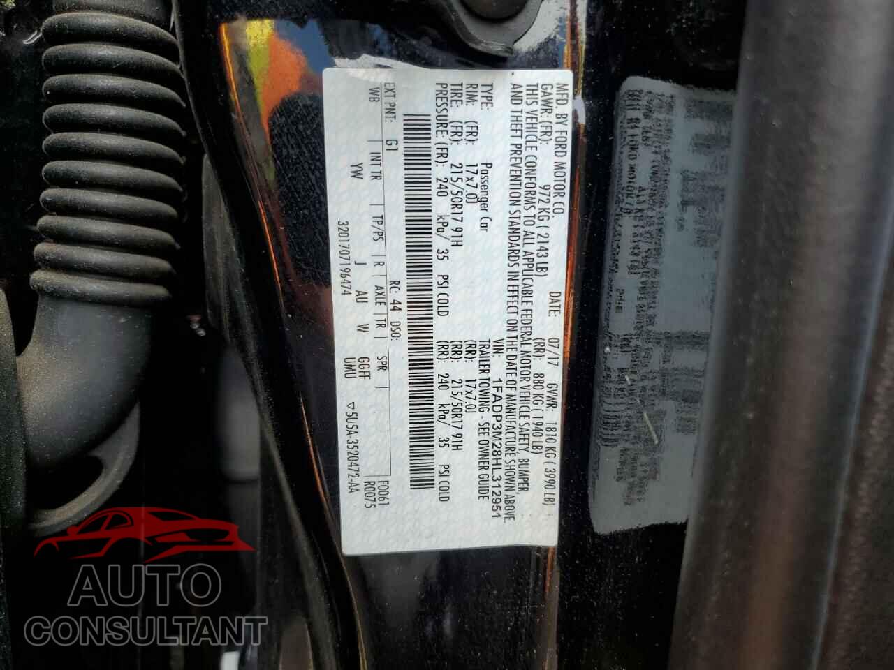 FORD FOCUS 2017 - 1FADP3M28HL312951