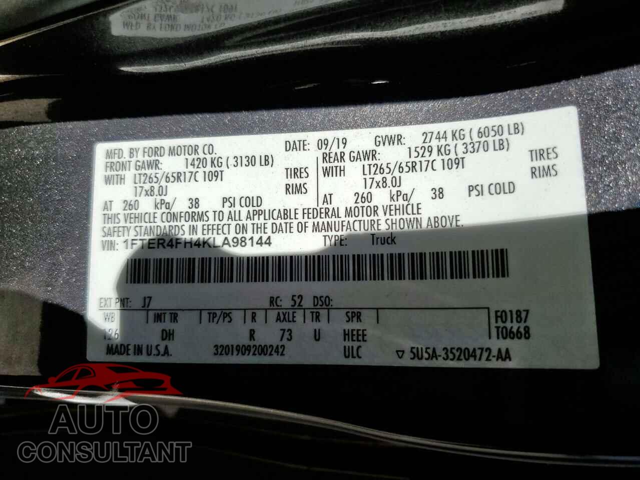 FORD RANGER 2019 - 1FTER4FH4KLA98144