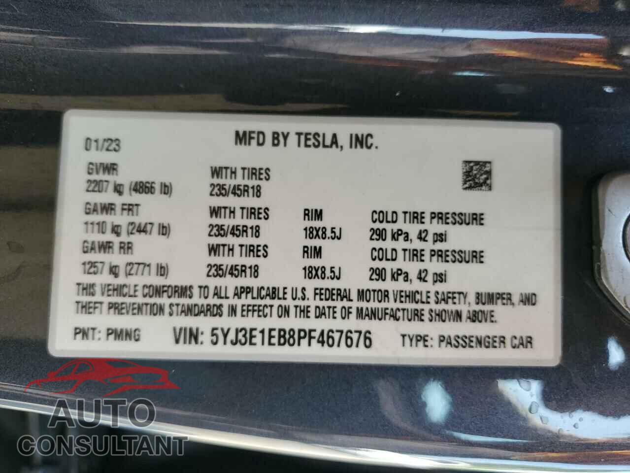 TESLA MODEL 3 2023 - 5YJ3E1EB8PF467676