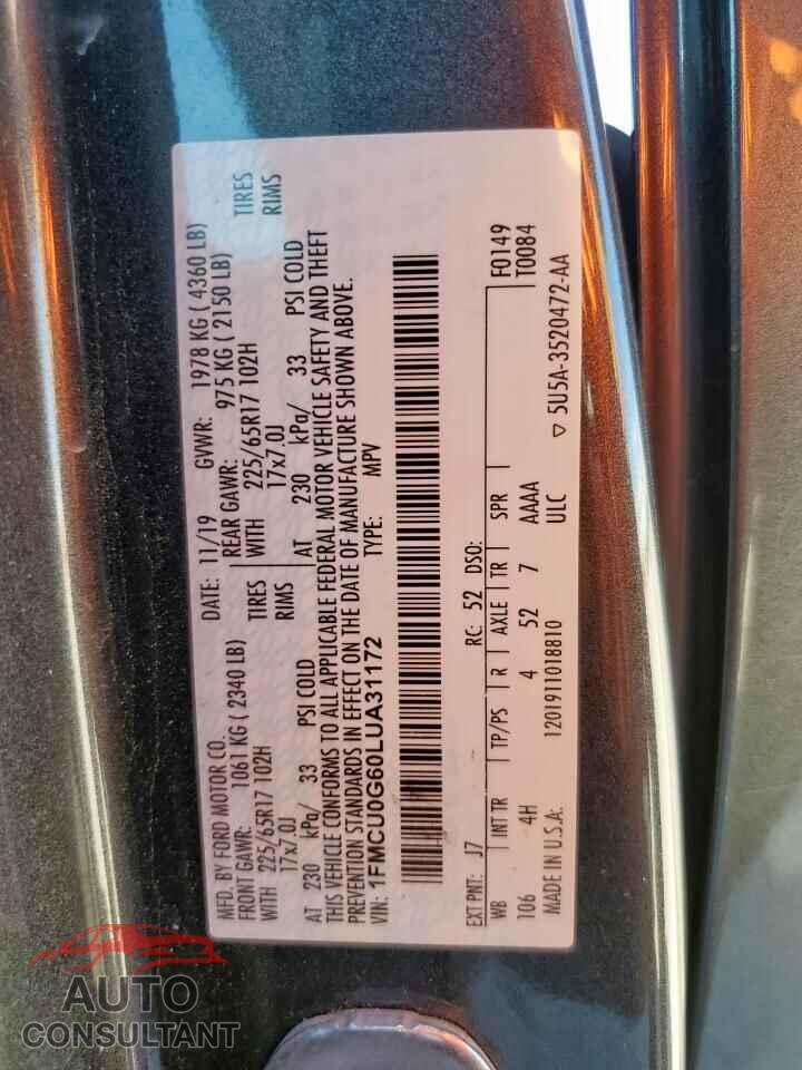 FORD ESCAPE 2020 - 1FMCU0G60LUA31172