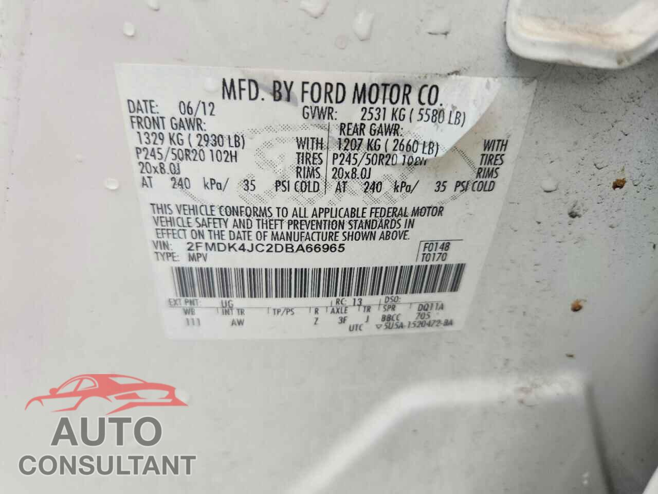 FORD EDGE 2013 - 2FMDK4JC2DBA66965