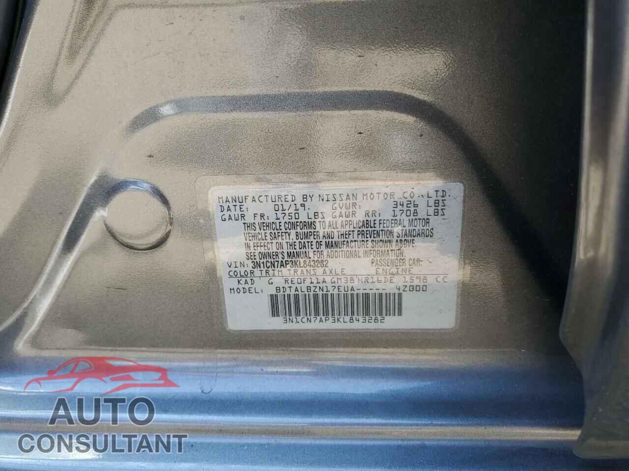 NISSAN VERSA 2019 - 3N1CN7AP3KL843282