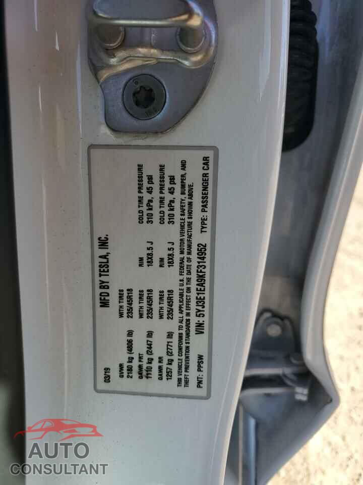 TESLA MODEL 3 2019 - 5YJ3E1EA9KF314952
