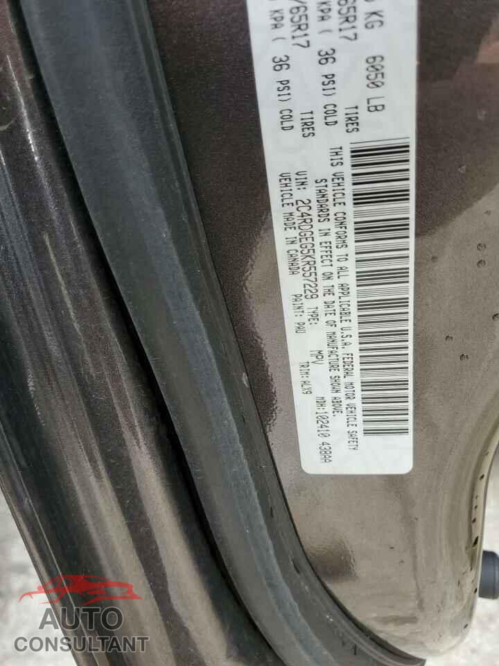 DODGE CARAVAN 2019 - 2C4RDGEG5KR557229