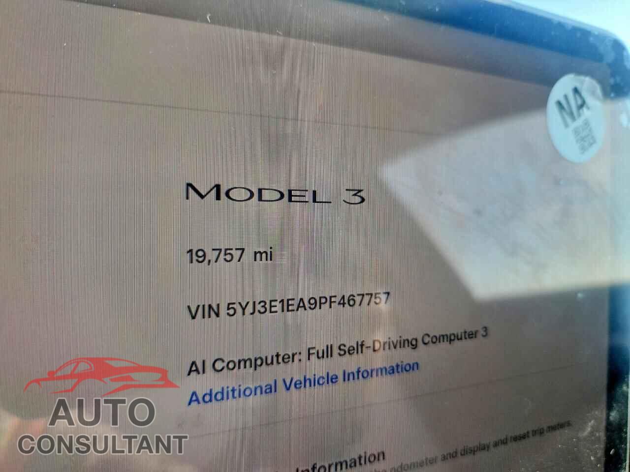 TESLA MODEL 3 2023 - 5YJ3E1EA9PF467757