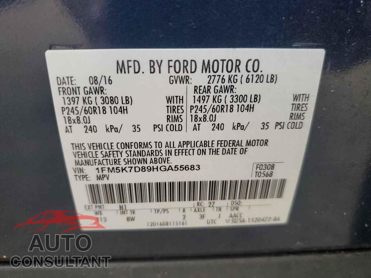 FORD EXPLORER 2017 - 1FM5K7D89HGA55683