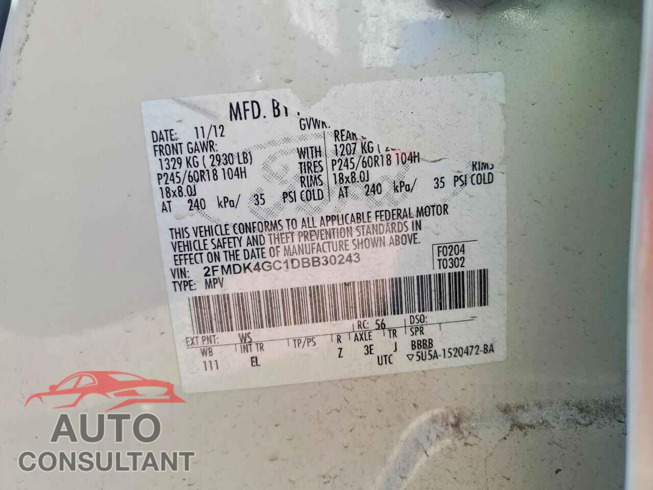 FORD EDGE 2013 - 2FMDK4GC1DBB30243
