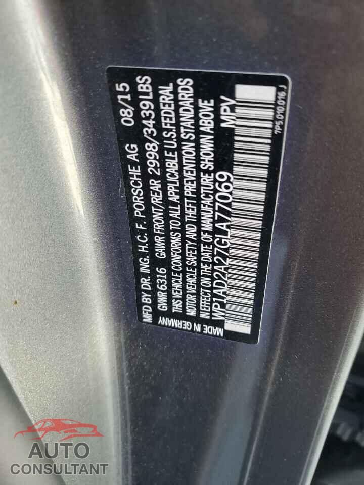 PORSCHE CAYENNE 2016 - WP1AD2A27GLA77069
