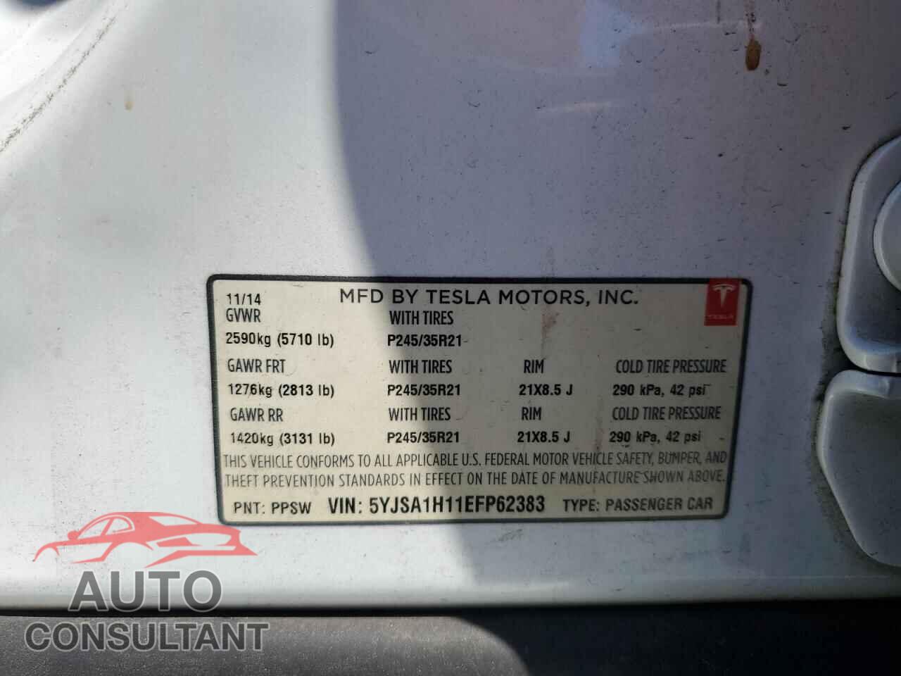 TESLA MODEL S 2014 - 5YJSA1H11EFP62383