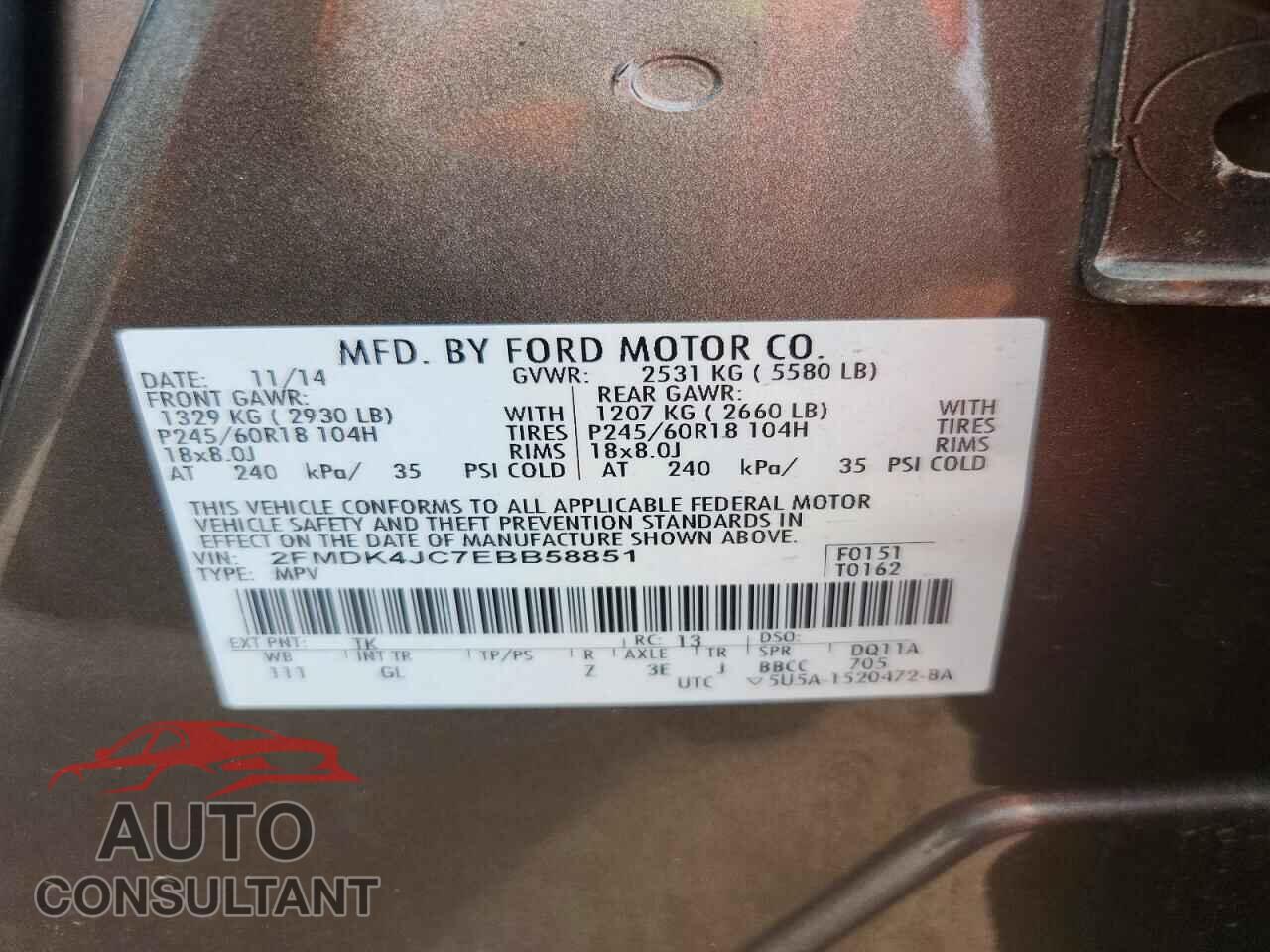 FORD EDGE 2014 - 2FMDK4JC7EBB58851