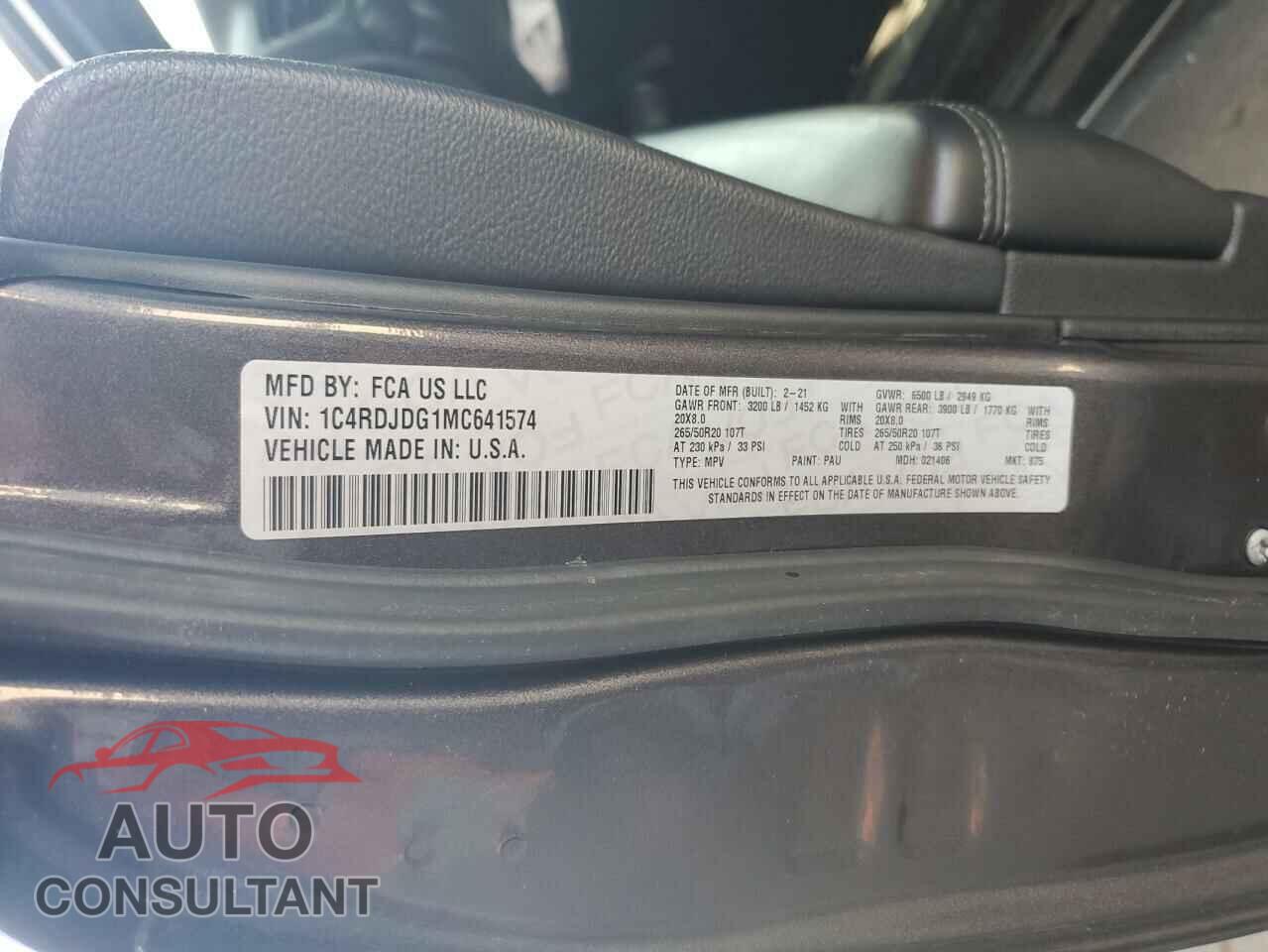 DODGE DURANGO 2021 - 1C4RDJDG1MC641574