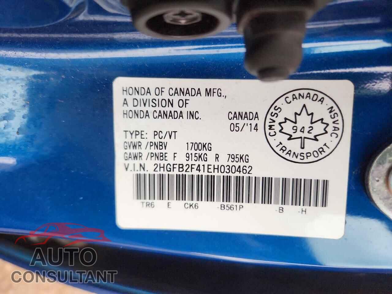 HONDA CIVIC 2014 - 2HGFB2F41EH030462