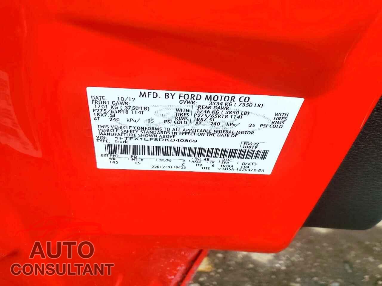 FORD F150 2013 - 1FTFX1EF8DKD40869