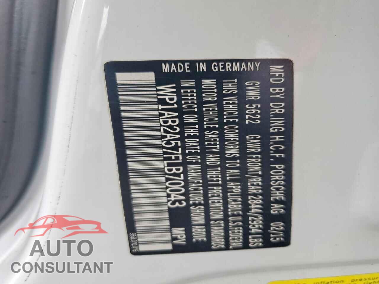 PORSCHE MACAN 2015 - WP1AB2A57FLB70043