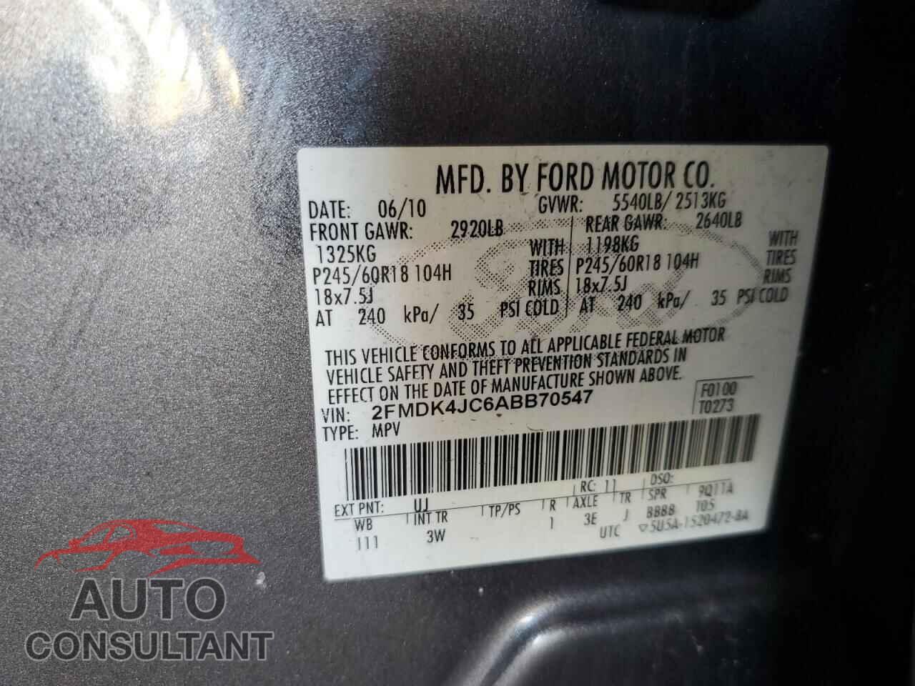 FORD EDGE 2010 - 2FMDK4JC6ABB70547