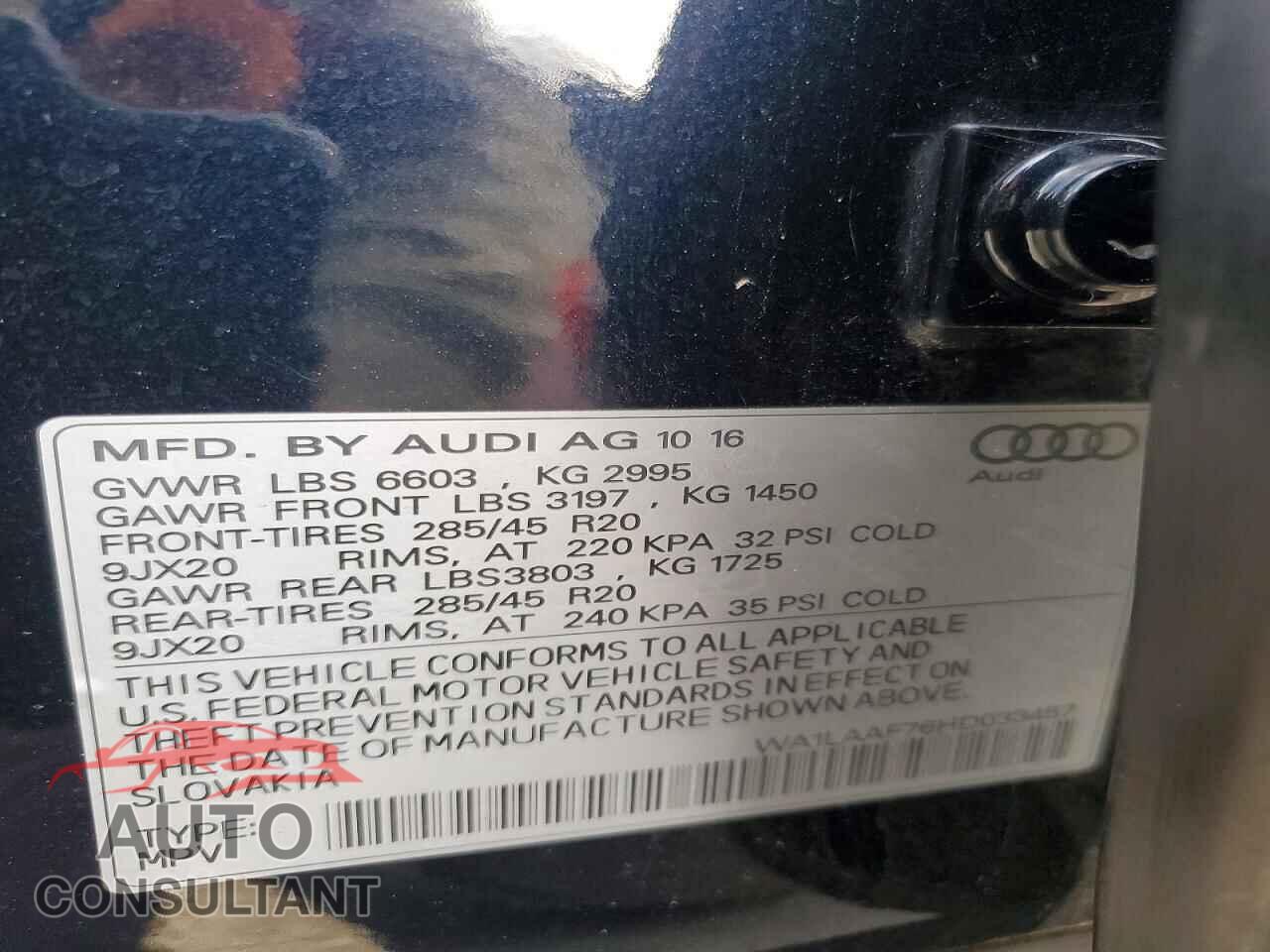 AUDI Q7 2017 - WA1LAAF76HD033457