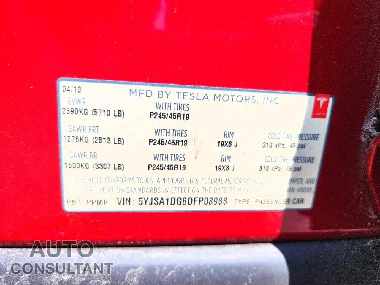TESLA MODEL S 2013 - 5YJSA1DG6DFP08988