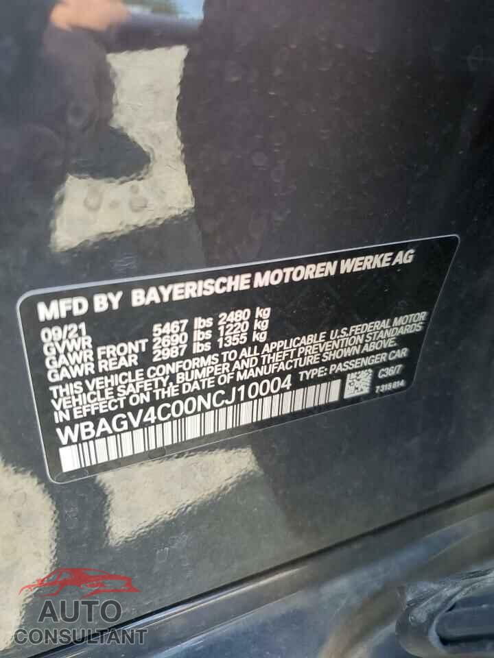BMW 8 SERIES 2022 - WBAGV4C00NCJ10004
