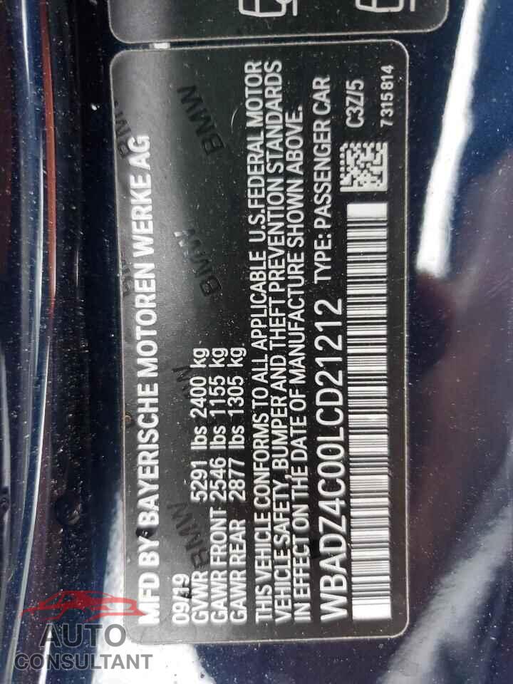 BMW 8 SERIES 2020 - WBADZ4C00LCD21212