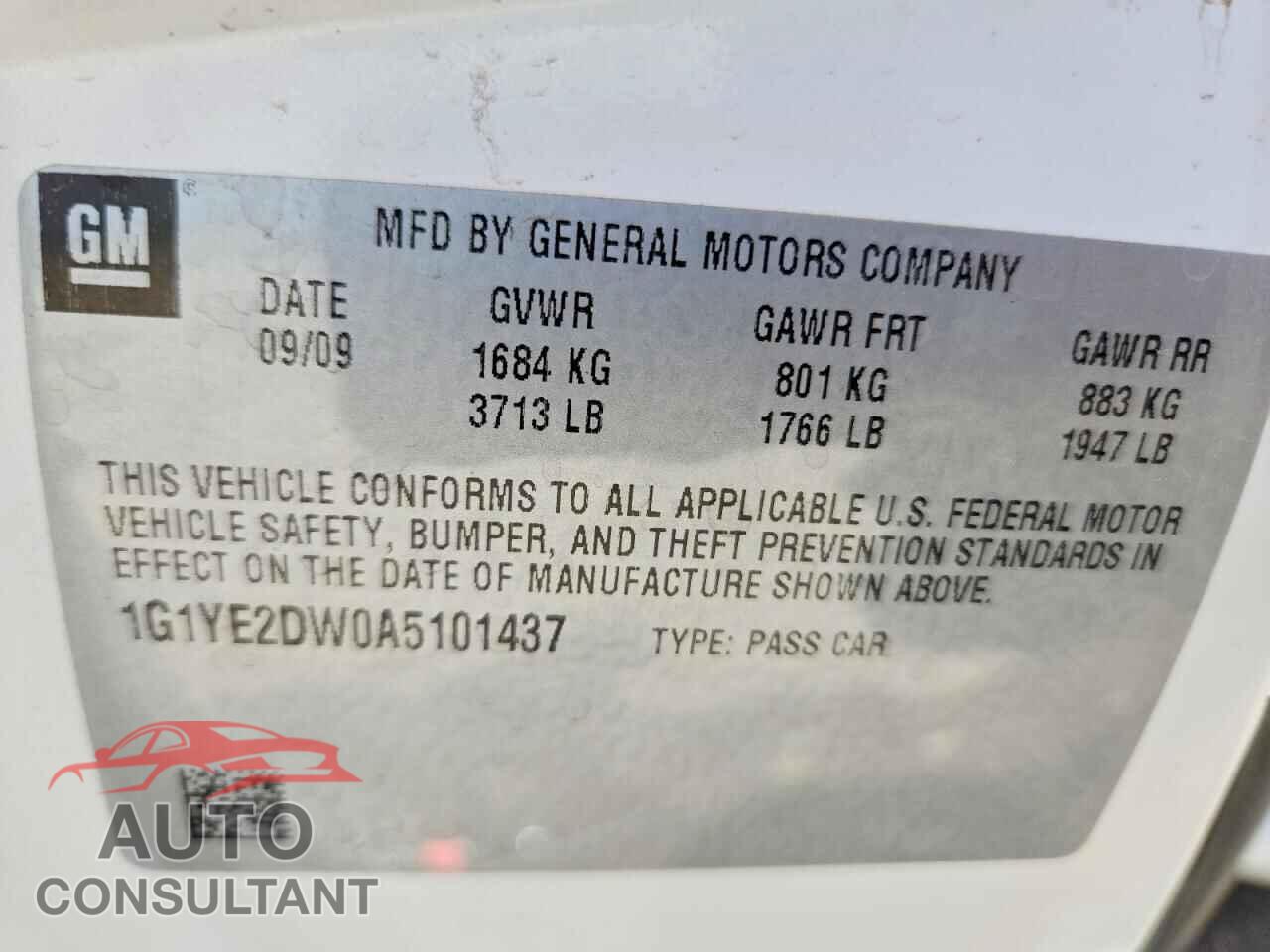 CHEVROLET CORVETTE 2010 - 1G1YE2DW0A5101437