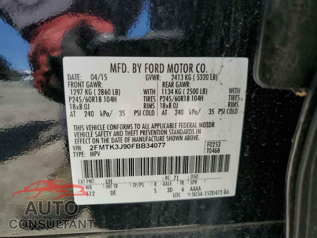 FORD EDGE 2015 - 2FMTK3J90FBB34077