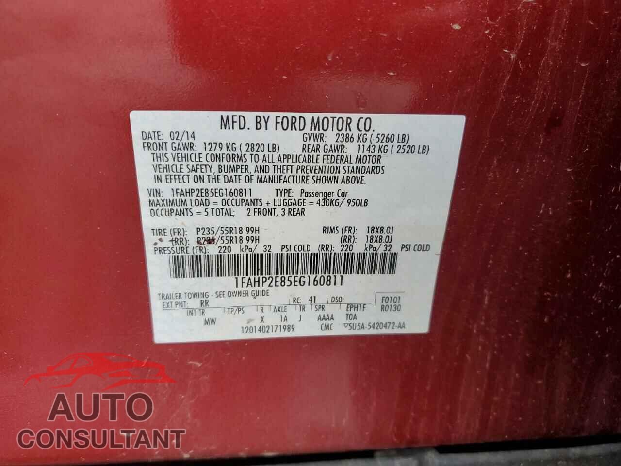 FORD TAURUS 2014 - 1FAHP2E85EG160811