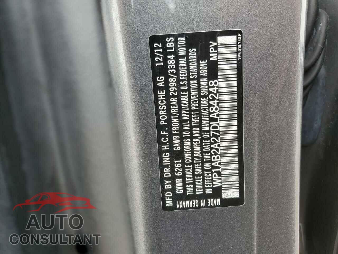 PORSCHE CAYENNE 2013 - WP1AB2A27DLA84248
