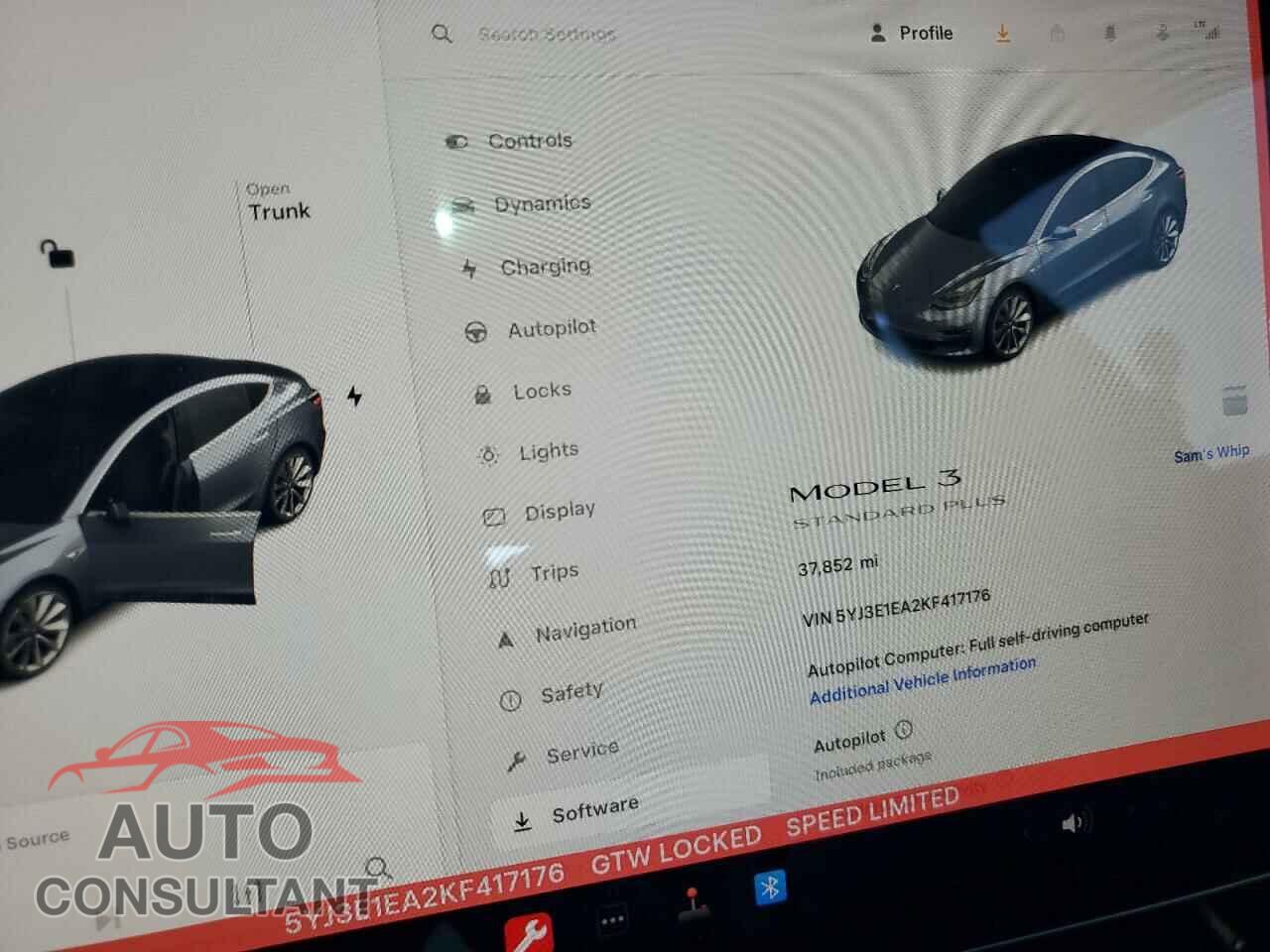 TESLA MODEL 3 2019 - 5YJ3E1EA2KF417176