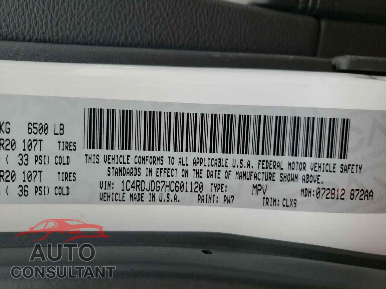 DODGE DURANGO 2017 - 1C4RDJDG7HC601120