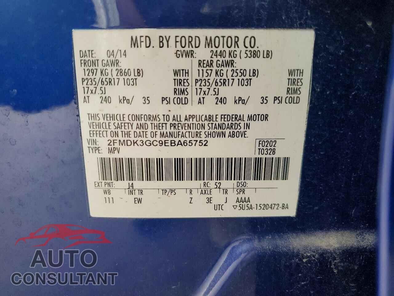 FORD EDGE 2014 - 2FMDK3GC9EBA65752