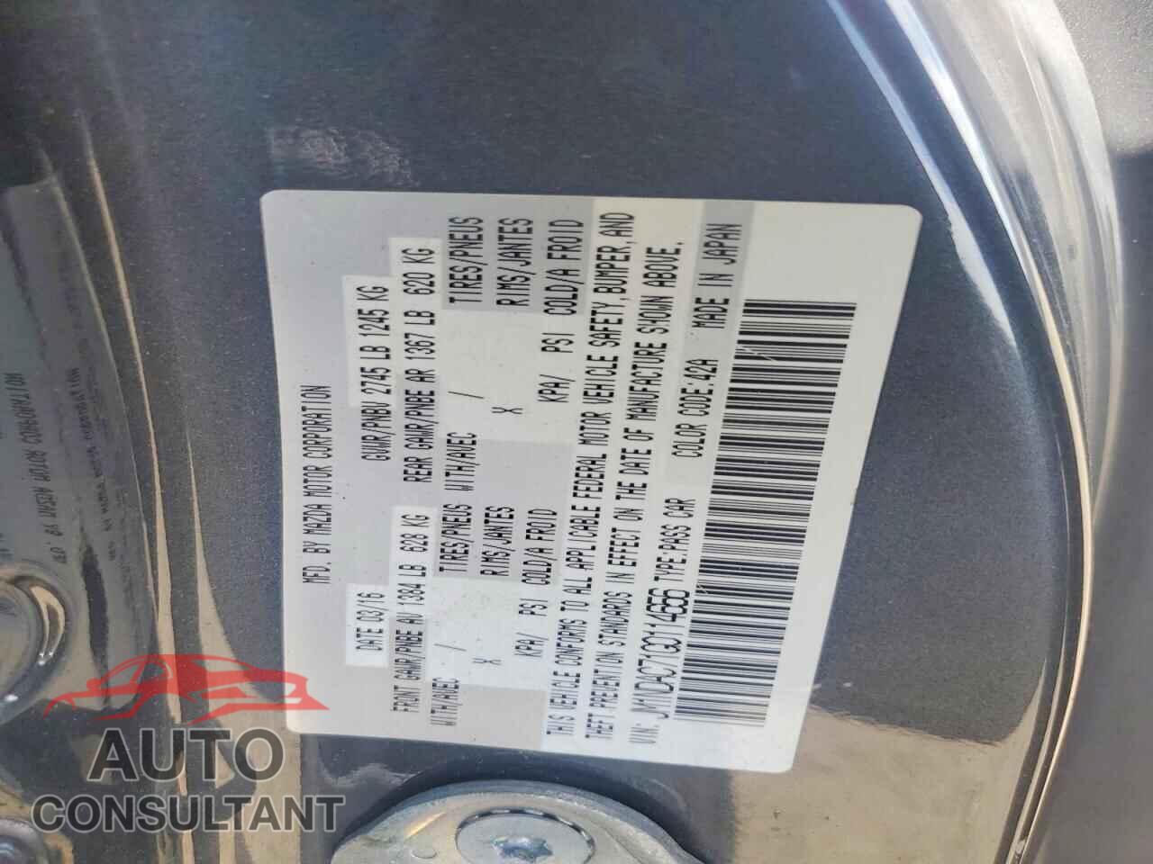 MAZDA MX5 2016 - JM1NDAC71G0114656