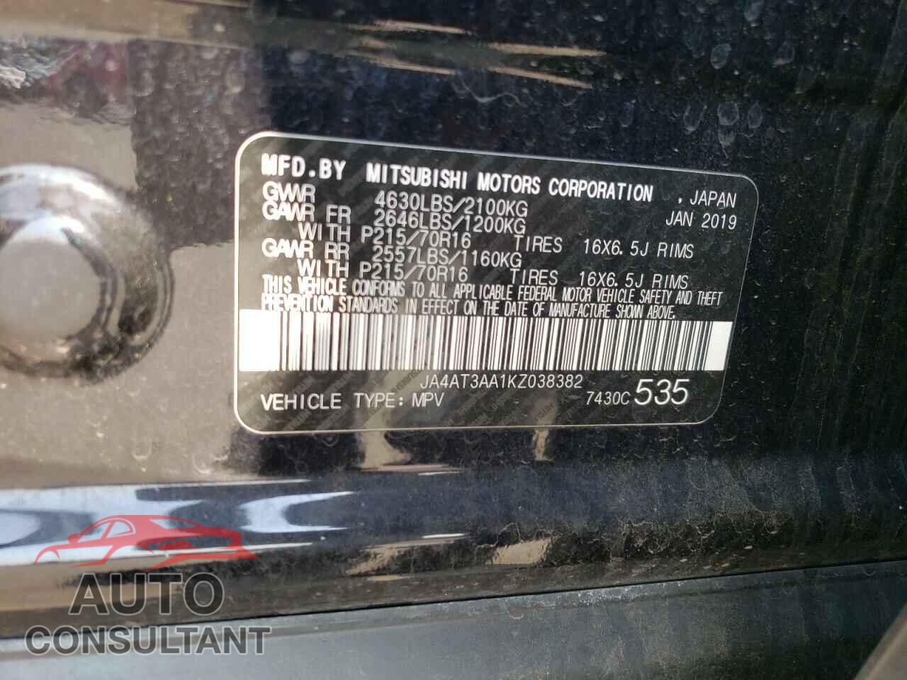 MITSUBISHI ECLIPSE 2019 - JA4AT3AA1KZ038382