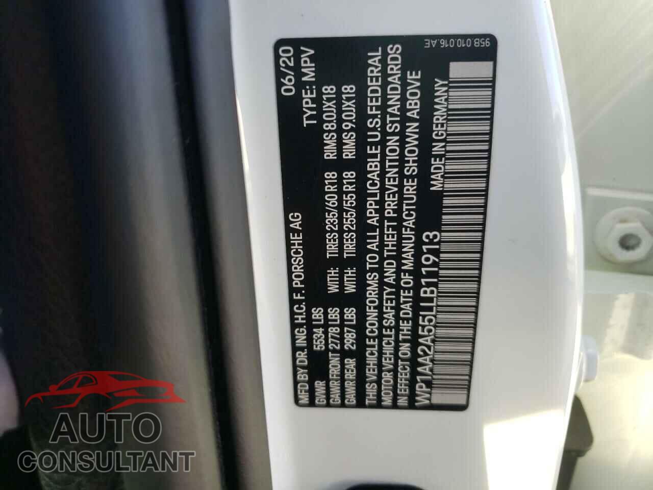 PORSCHE MACAN 2020 - WP1AA2A55LLB11913