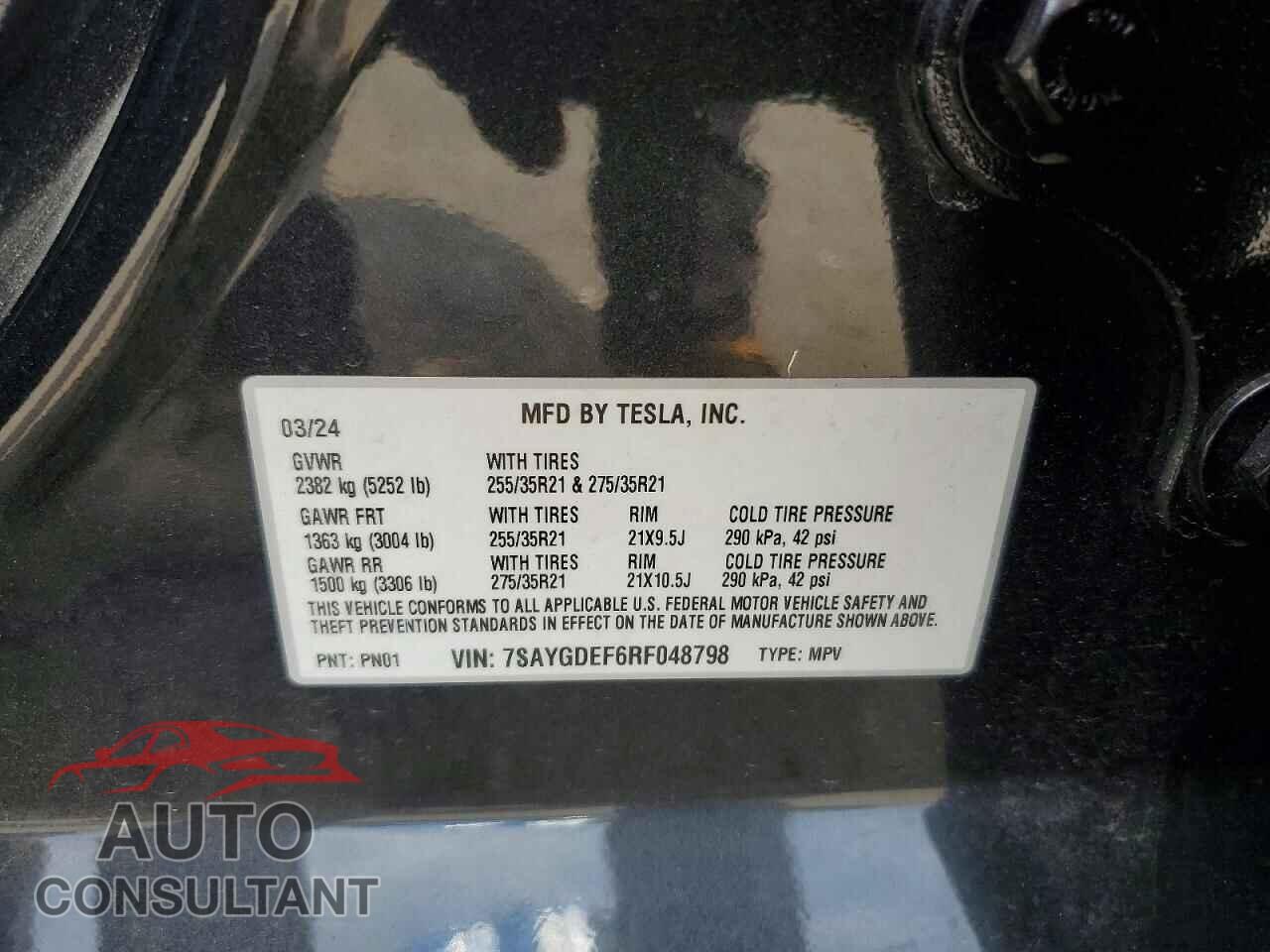 TESLA MODEL Y 2024 - 7SAYGDEF6RF048798