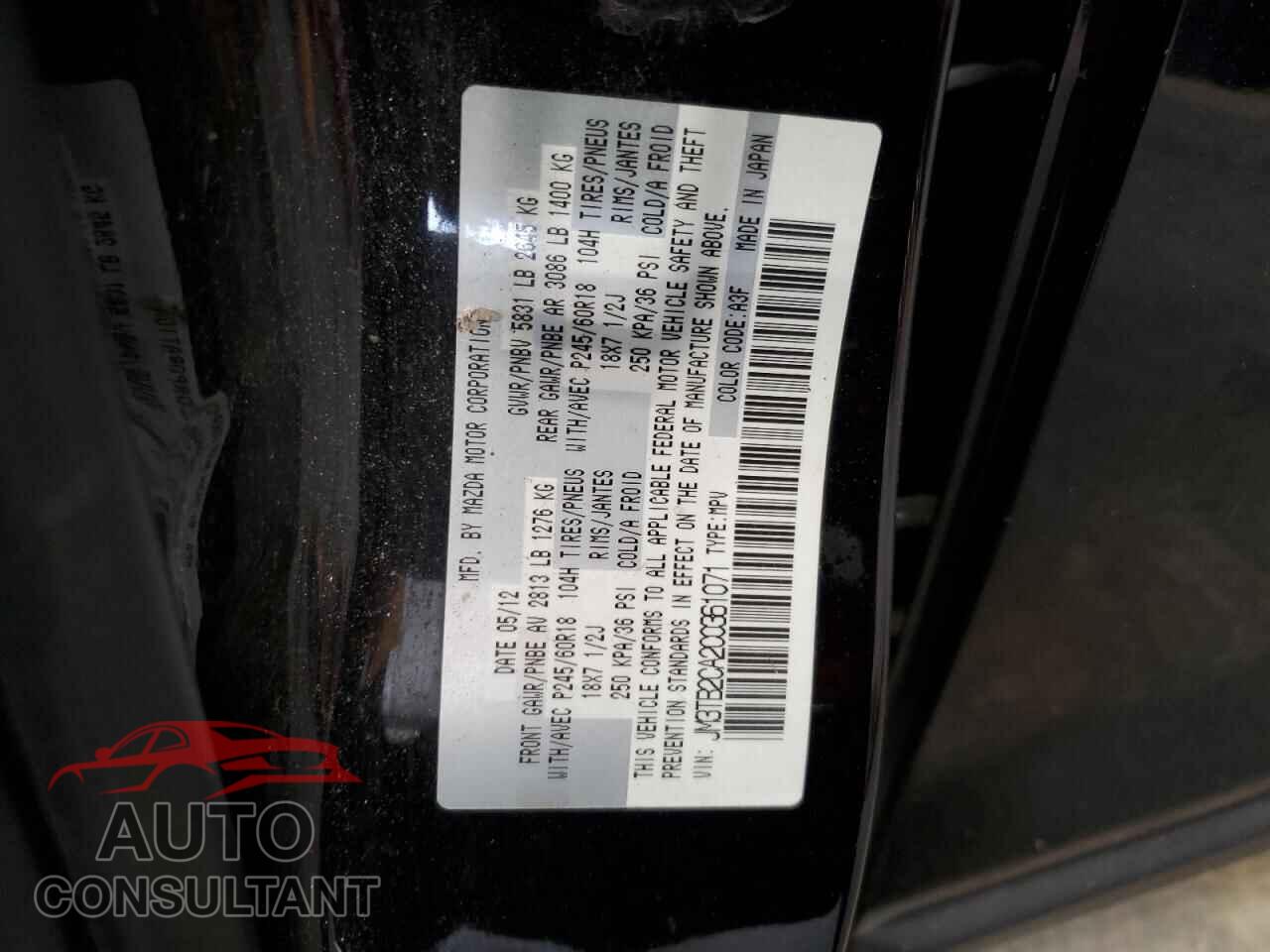 MAZDA CX-9 2012 - JM3TB2CA2C0361071
