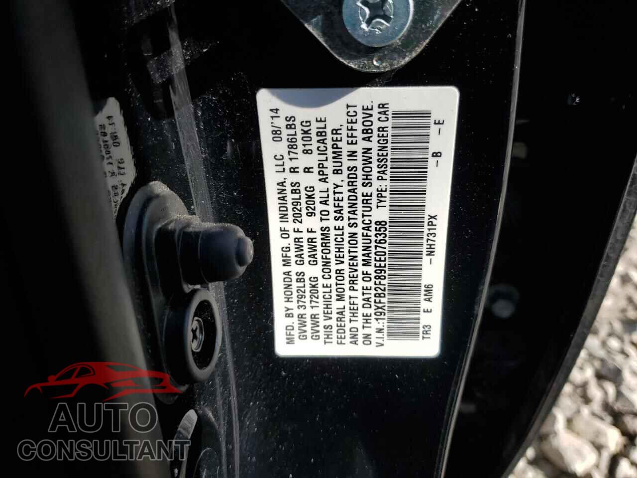 HONDA CIVIC 2014 - 19XFB2F89EE076358
