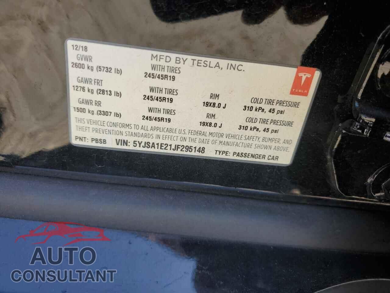 TESLA MODEL S 2018 - 5YJSA1E21JF295148