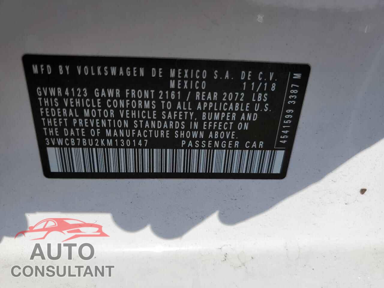 VOLKSWAGEN JETTA 2019 - 3VWCB7BU2KM130147
