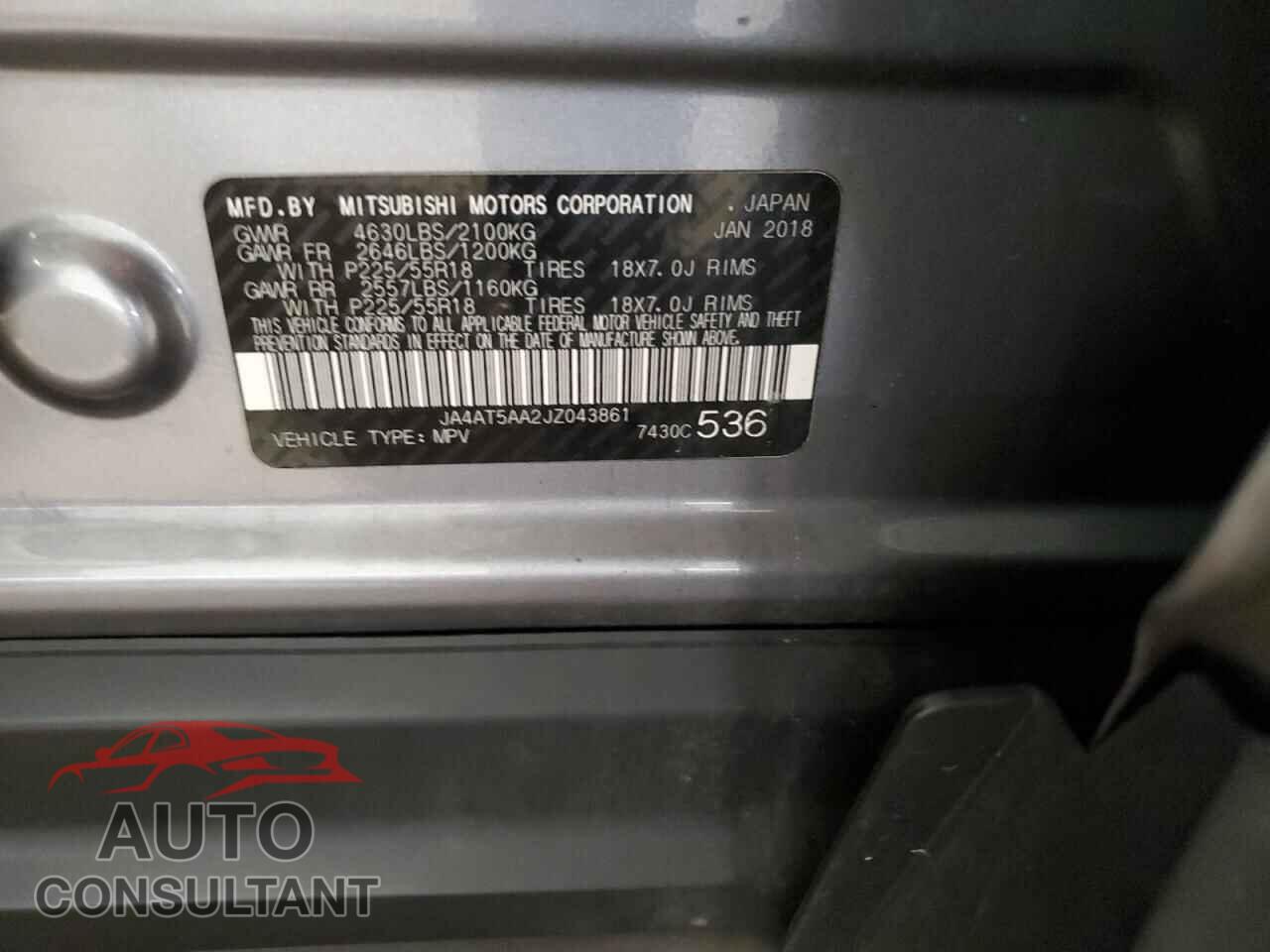 MITSUBISHI ECLIPSE 2018 - JA4AT5AA2JZ043861
