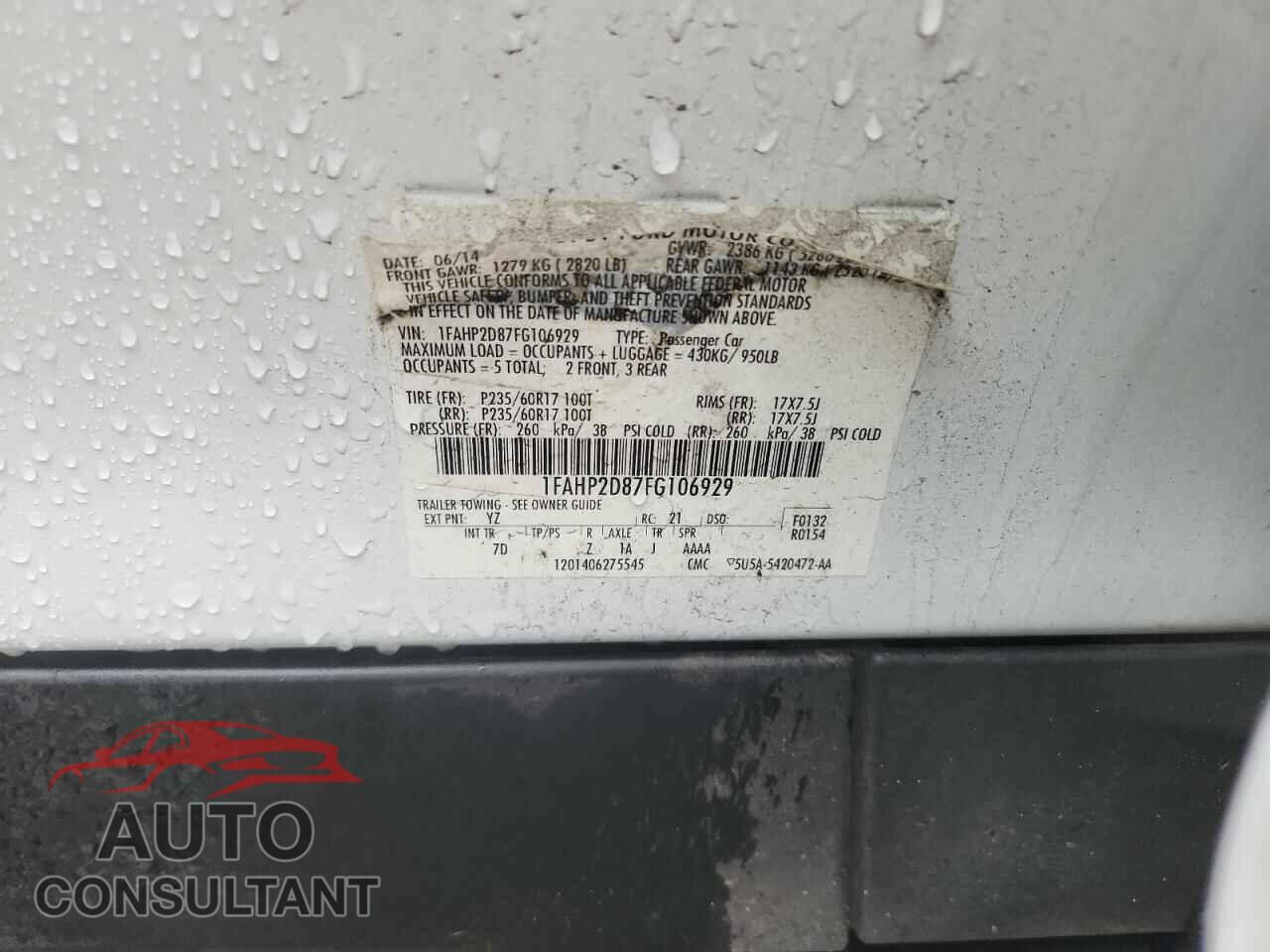 FORD TAURUS 2015 - 1FAHP2D87FG106929