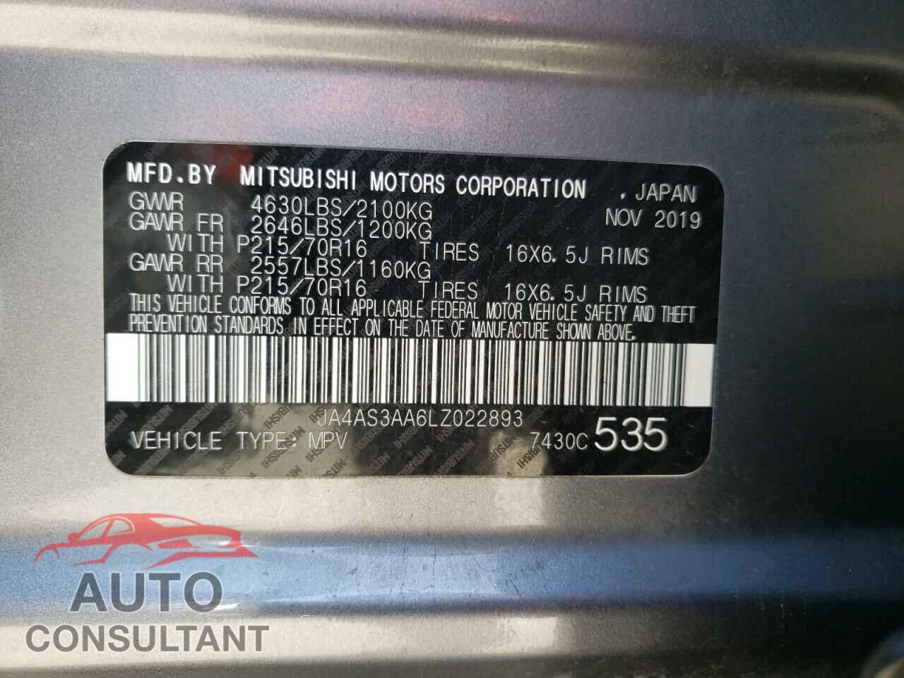MITSUBISHI ECLIPSE 2020 - JA4AS3AA6LZ022893