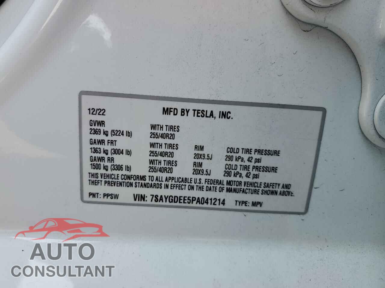 TESLA MODEL Y 2023 - 7SAYGDEE5PA041214