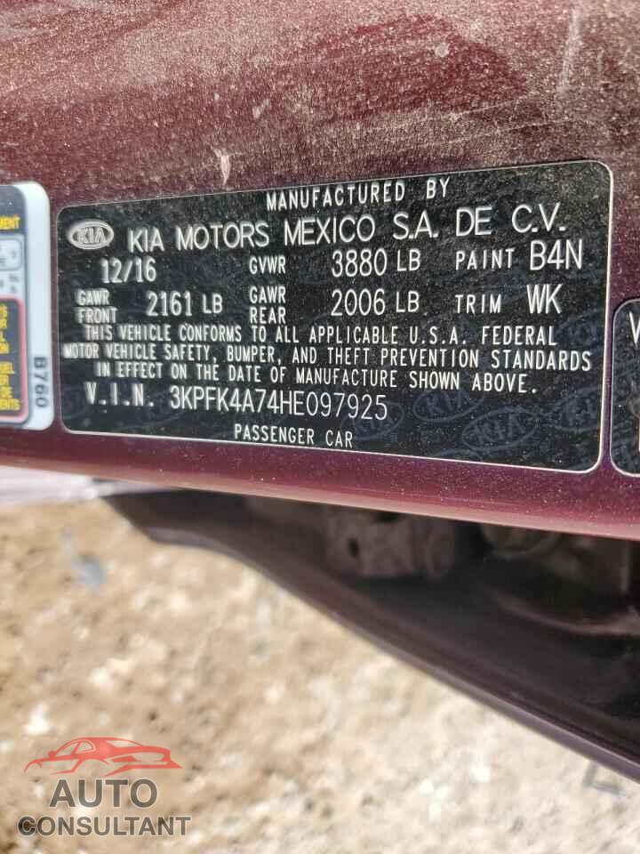 KIA FORTE 2017 - 3KPFK4A74HE097925
